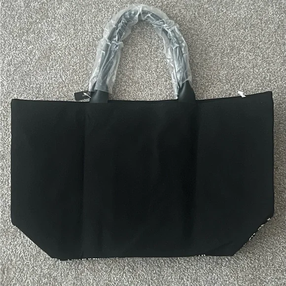 New Victoria Secret Silver Sequenced Large Black Tote With Mini Make Up Bag - Picture 4 of 6